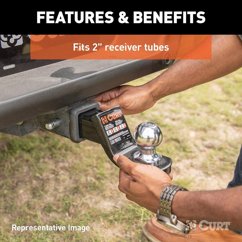 Curt 45154 Fusion Trailer Hitch Mount with 2-Inch Ball & Pin, Fits 2-In Receiver, 7,500 lbs, 4-Inch Drop - Image 4